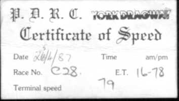 First timing slip for 2000cc car