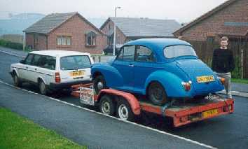 Car on trailer after purchase