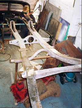 Repairs to the chassis after blasting.