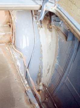 Modified rear inner arch viewed from in the boot