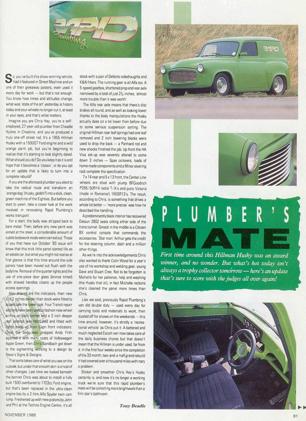 Rapid Plumbing Hillman Husky Van Street Machine Magazine Article Page 1