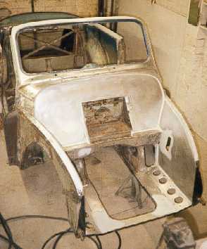 Engine bay prepped for paint