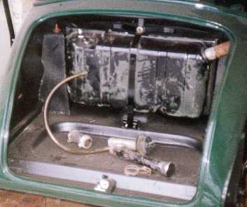 Petrol tank in boot