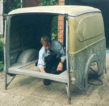Van back after blasting.