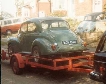 Car on trailer rear veiw