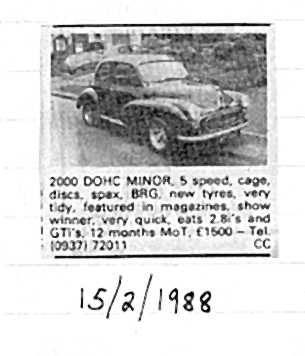 Advert to sell car