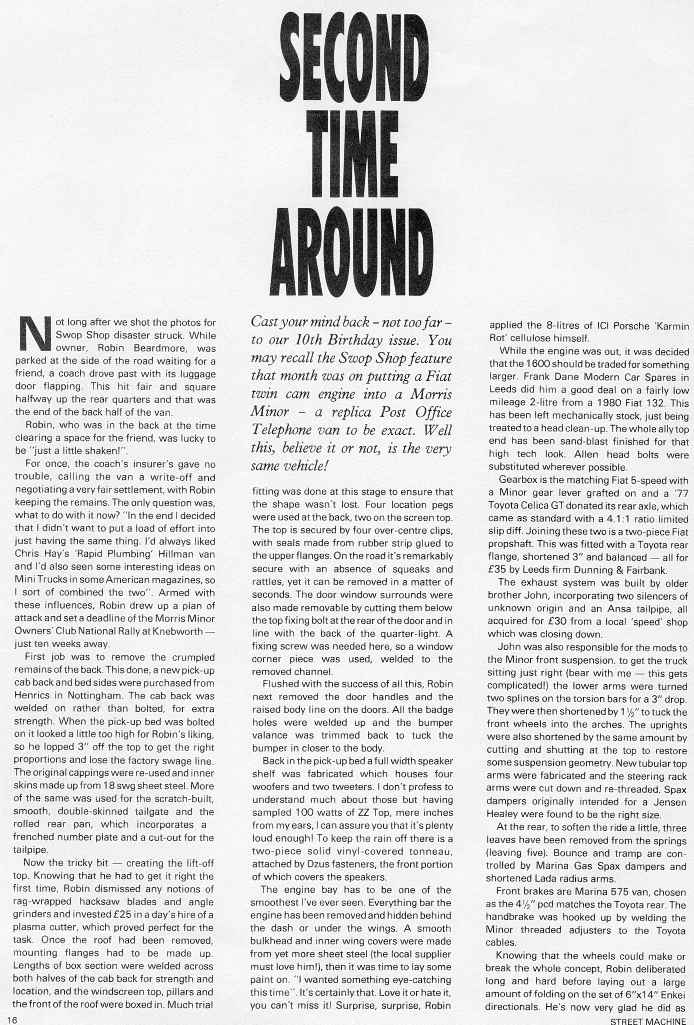 Roadster Pickup (pink) Street Machine Magazine Article (page 1)