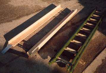 Ladder rack and ladders.