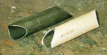 New tube cut with template in position
