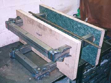 Front module in  chipboard alignment jigs