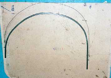 Template and bent steel.
