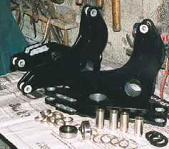 The rockers after painting with the unassembled bearings.
